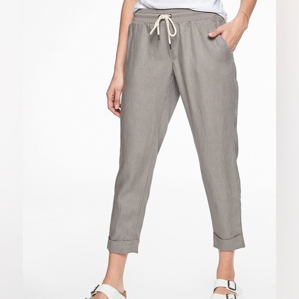 Athleta Gray Cropped Drawstring Pants